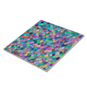 Wonky Rainbow Glitter Metal Mermaid Scales Tegeltje (Zijkant)