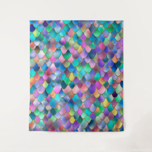 Wonky Rainbow Glitter Metal Mermaid Scales Wandkleed