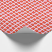 Wonky Red en Pink Gingham met kerst Picnic Cadeaupapier (Hoek)