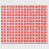 Wonky Red en Pink Gingham met kerst Picnic Cadeaupapier (Vlak)