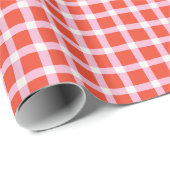 Wonky Red en Pink Gingham met kerst Picnic Cadeaupapier (Rol Hoek)