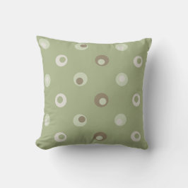 Wonky Retro Polka Dots, Sage, Avocado, Tan Kussen