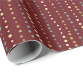 Wonky Stippen Wrapping Paper - Donkerrood, Goud &  Cadeaupapier (Rol Hoek)