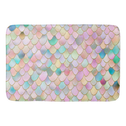 Wonky Trendy Rainbow Girl Metal Mermaid Scales Badmat (Voorkant)