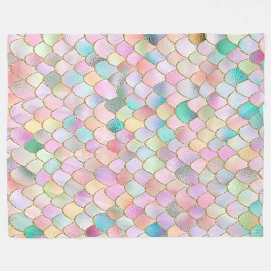 Wonky Trendy Rainbow Girl Metal Mermaid Scales Fleece Deken (Voorkant (Horizontaal))