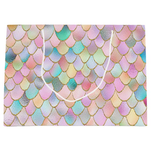 Wonky Trendy Rainbow Girl Metal Mermaid Scales Groot Cadeauzakje (Voorkant)