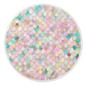 Wonky Trendy Rainbow Girl Metal Mermaid Scales Keramische Knop (Voorkant)