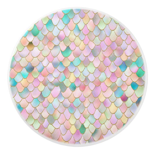 Wonky Trendy Rainbow Girl Metal Mermaid Scales Keramische Knop (Voorkant)