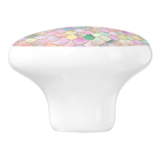 Wonky Trendy Rainbow Girl Metal Mermaid Scales Keramische Knop (Zijkant)