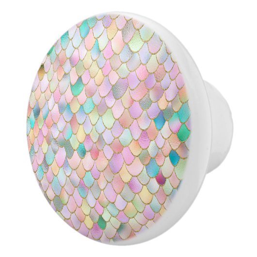 Wonky Trendy Rainbow Girl Metal Mermaid Scales Keramische Knop (Rechts)