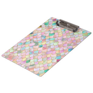 Wonky Trendy Rainbow Girl Metal Mermaid Scales Klembord
