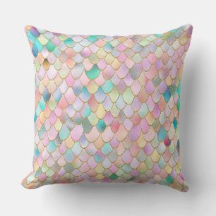 Wonky Trendy Rainbow Girl Metal Mermaid Scales Kussen