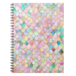 Wonky Trendy Rainbow Girl Metal Mermaid Scales Notitieboek