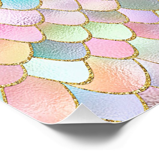 Wonky Trendy Rainbow Girl Metal Mermaid Scales Perfect Poster (Hoek)
