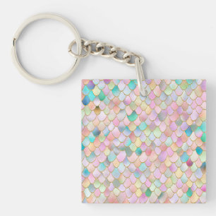 Wonky Trendy Rainbow Girl Metal Mermaid Scales Sleutelhanger
