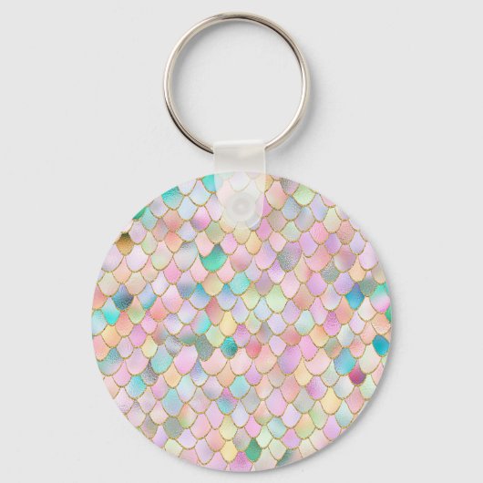 Wonky Trendy Rainbow Girl Metal Mermaid Scales Sleutelhanger (Voorkant)