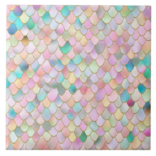 Wonky Trendy Rainbow Girl Metal Mermaid Scales Tegeltje (Voorkant)