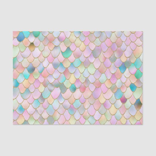 Wonky Trendy Rainbow Girl Metal Mermaid Scales Tissuepapier (Voorkant)
