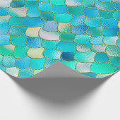 Wonky Waterverf Blauwgroen Glitter Metal Mermaid S Cadeaupapier (Hoek)