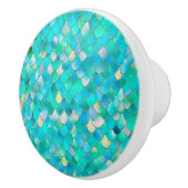 Wonky Waterverf Blauwgroen Glitter Metal Mermaid S Keramische Knop (Rechts)