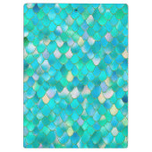 Wonky Waterverf Blauwgroen Glitter Metal Mermaid S Klembord (Achterkant)