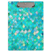 Wonky Waterverf Blauwgroen Glitter Metal Mermaid S Klembord (Voorkant)