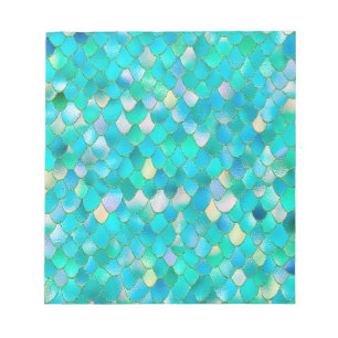 Wonky Waterverf Blauwgroen Glitter Metal Mermaid S Notitieblok