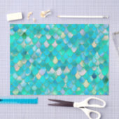 Wonky Waterverf Blauwgroen Glitter Metal Mermaid S Tissuepapier (Craft)