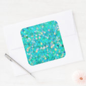 Wonky Waterverf Blauwgroen Glitter Metal Mermaid S Vierkante Sticker (Envelop)
