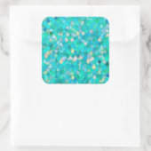 Wonky Waterverf Blauwgroen Glitter Metal Mermaid S Vierkante Sticker (Tas)