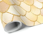 Wonky Waterverf Gold Glitter Metal Mermaid Scales Cadeaupapier (Rol Hoek)