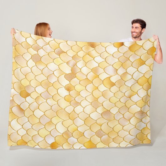 Wonky Waterverf Gold Glitter Metal Mermaid Scales Fleece Deken (In situ)