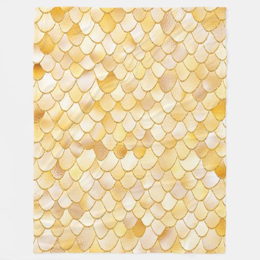 Wonky Waterverf Gold Glitter Metal Mermaid Scales Fleece Deken (Voorkant)