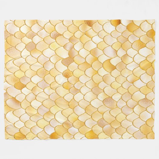 Wonky Waterverf Gold Glitter Metal Mermaid Scales Fleece Deken (Voorkant (Horizontaal))
