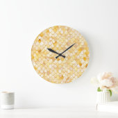 Wonky Waterverf Gold Glitter Metal Mermaid Scales Grote Klok (Huis)