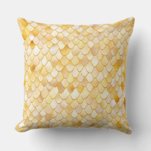 Wonky Waterverf Gold Glitter Metal Mermaid Scales Kussen