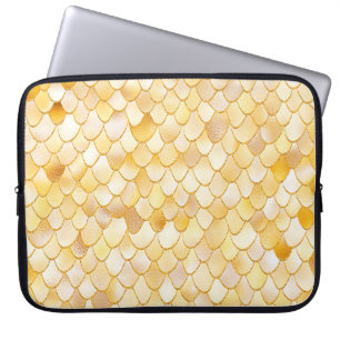 Wonky Waterverf Gold Glitter Metal Mermaid Scales Laptop Sleeve