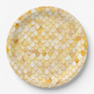 Wonky Waterverf Gold Glitter Metal Mermaid Scales Papieren Bordje