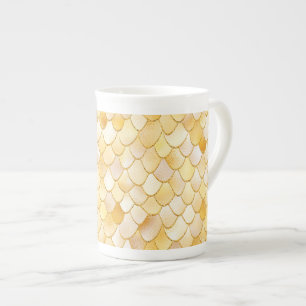 Wonky Waterverf Gold Glitter Metal Mermaid Scales Porselein Kop