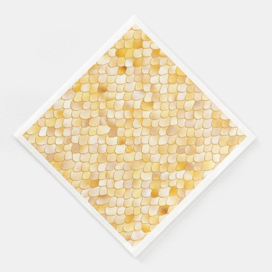 Wonky Waterverf Gold Glitter Metal Mermaid Scales Servet (Hoek)