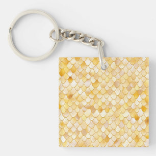 Wonky Waterverf Gold Glitter Metal Mermaid Scales Sleutelhanger