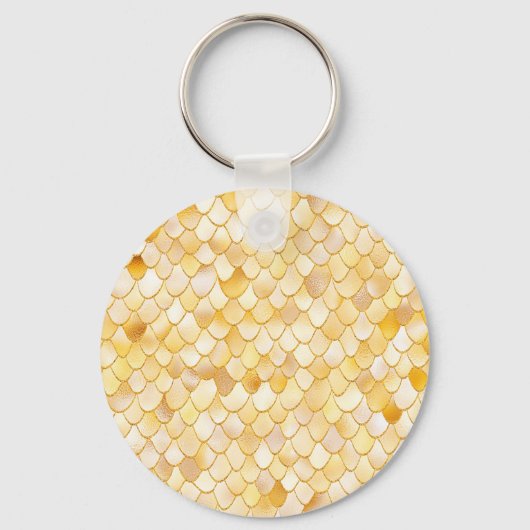 Wonky Waterverf Gold Glitter Metal Mermaid Scales Sleutelhanger (Voorkant)