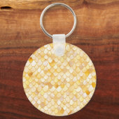 Wonky Waterverf Gold Glitter Metal Mermaid Scales Sleutelhanger (Voorkant)