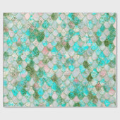 Wonky Waterverf Mint Green Glitter Mermaid Scales Cadeaupapier (Vlak)