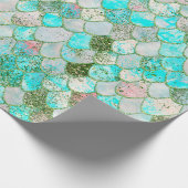 Wonky Waterverf Mint Green Glitter Mermaid Scales Cadeaupapier (Hoek)