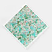 Wonky Waterverf Mint Green Glitter Mermaid Scales Servet (Hoek)
