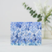 Wonky Waterverf Ocean Blue Glitter Mermaid Scales Briefkaart (Staand voorkant)