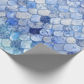 Wonky Waterverf Ocean Blue Glitter Mermaid Scales Cadeaupapier (Hoek)