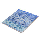 Wonky Waterverf Ocean Blue Glitter Mermaid Scales Tegeltje (Zijkant)
