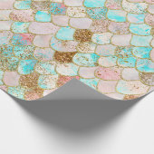 Wonky Waterverf Pastel Glitter Mermaid Scales Cadeaupapier (Hoek)